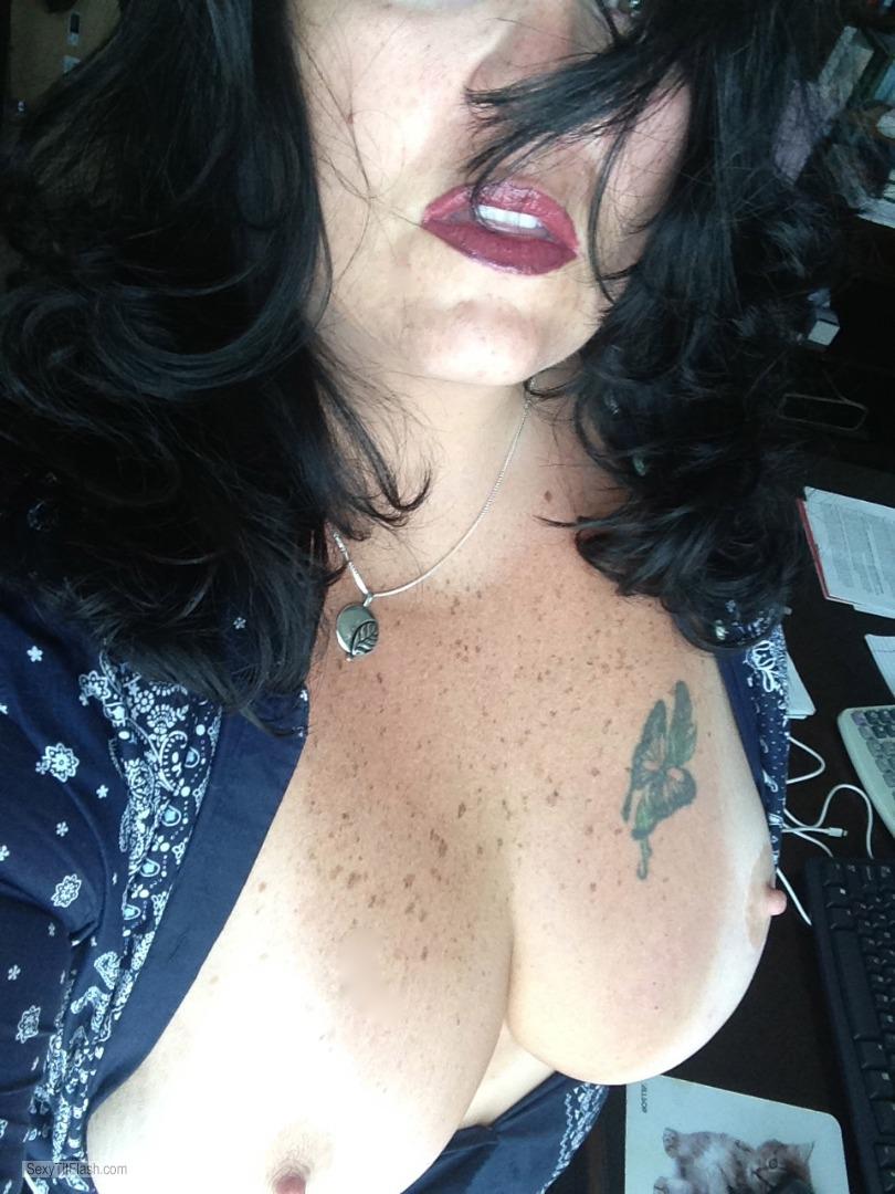 Tit Flash: My Tanlined Big Tits (Selfie) - Raven from United States